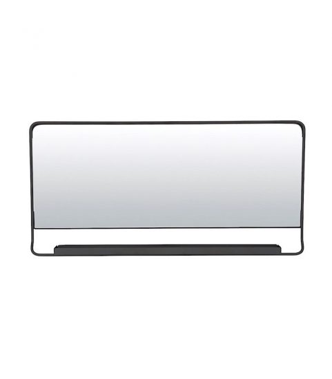 Miroir horizontal avec étagère en métal noir (80 x 40 cm), House Doctor, 140€
