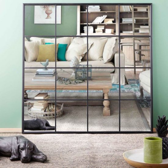 Miroir fenêtre 'Beckett' en métal noir (122 x 122 cm), Maisons du Monde, 179€