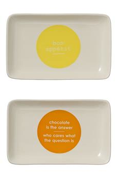 Plats en porcelaine (19 x 12 cm), Bloomingville. 13 euros/pc.
