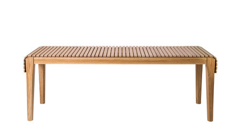 "Market", banc en chêne et cuir (L.: 124 cm), Petite Friture. 690 euros.