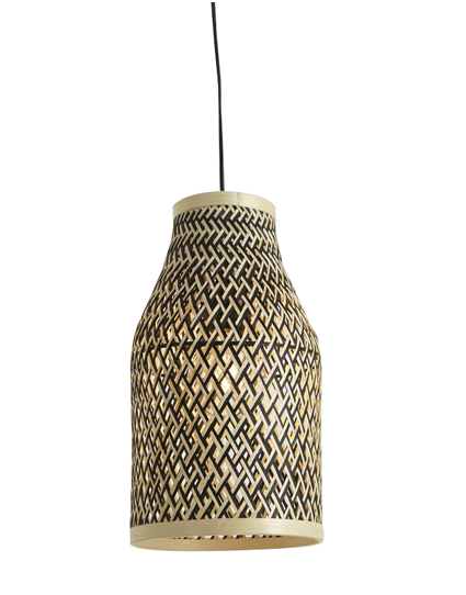 "Pianosa", suspension en bambou rayé noir (H.: 100 cm), Castorama. 37,95 euros.