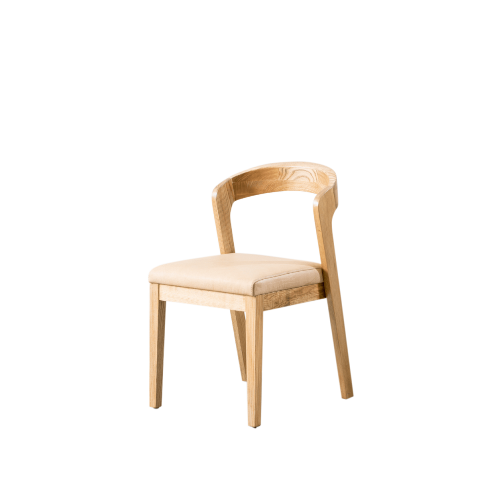 Chaise 'Lorenz' en bois et cuir