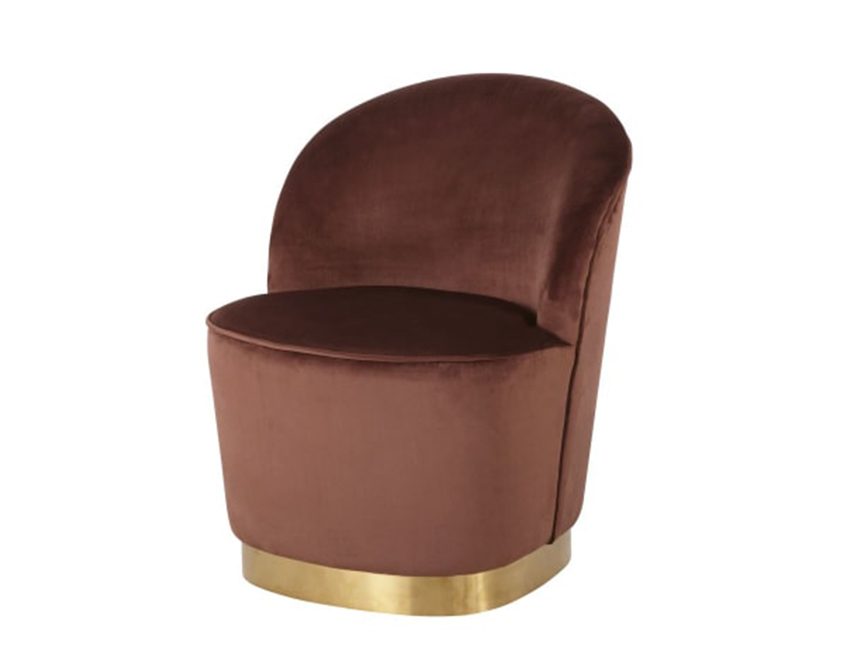 fauteuil velours terracotta vintage
