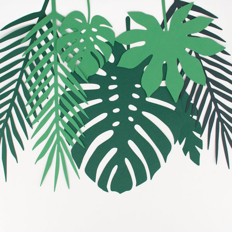21 décorations 'Feuilles tropicales' en papier
