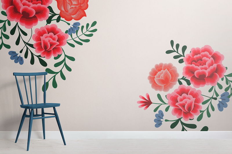 Papier peint floral 'Fiesta Cream', MuralsWallpaper, 31€/m2