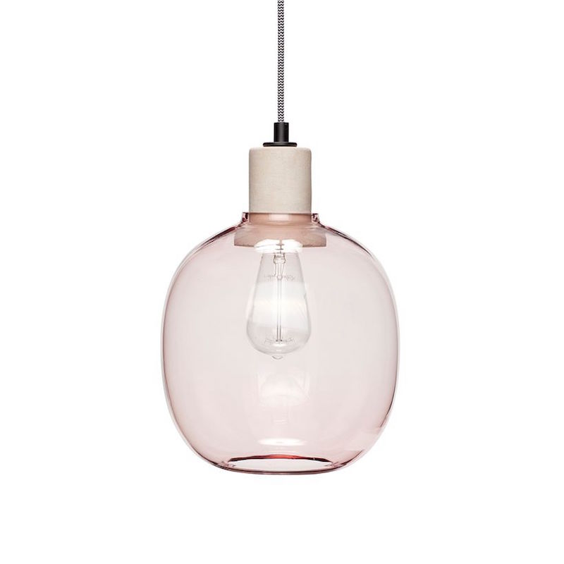 Suspension globe en verre rose clair