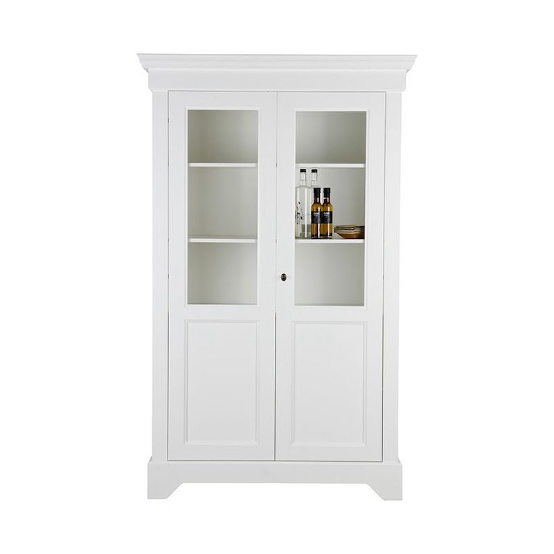 Vaisselier vitrine en pin massif blanc