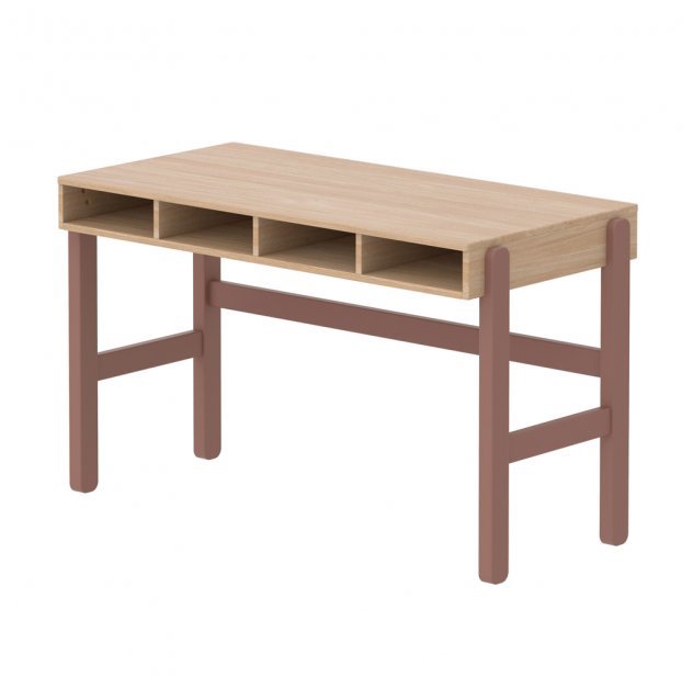 Bureau 'Popsicle cherry' en MDF, placage chêne certifié FSC (l 124,2 x P 60 x H 73,5 cm), Flexa, 399€