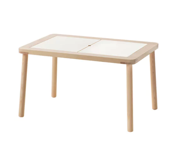 Table pour enfant 'FLISAT' en pin massif et contreplaqué de bouleau (L 83 x l 58 x H 48 cm), IKEA, €