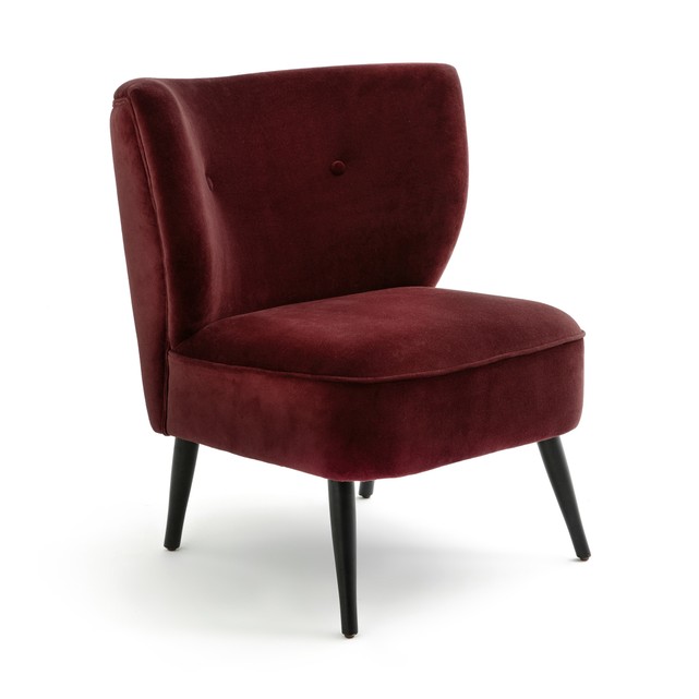 Fauteuil 'Franck' en velours rouge griotte (L 64,5 x H 73 x P 71,5 cm), AM.PM., 458€