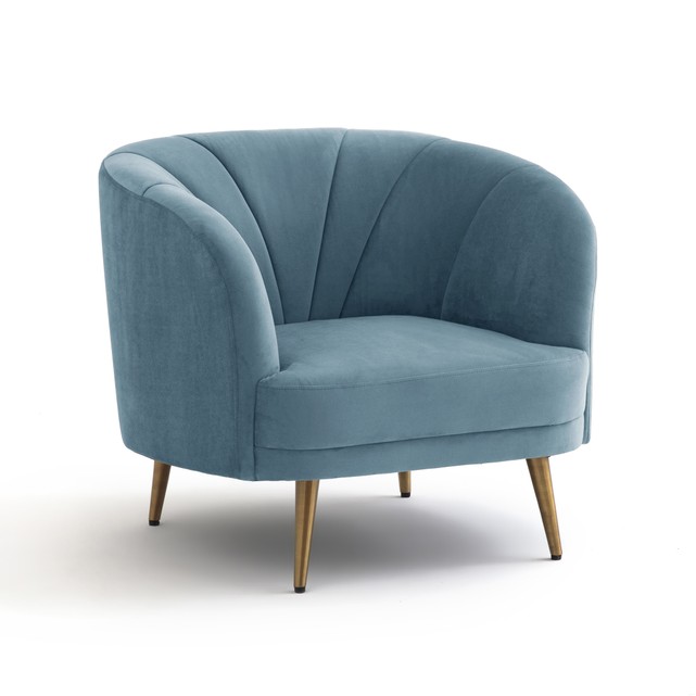 Fauteuil 'Leone' en velours bleu pastel (L 92 x H 80 x P 87 cm), La Redoute Intérieurs, 349,03€