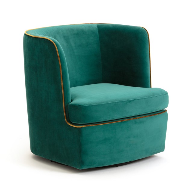 Fauteuil pivotant 'Luxore' en velours vert (L 69 x H 74 x P 71 cm), La Redoute Intérieurs, 443€