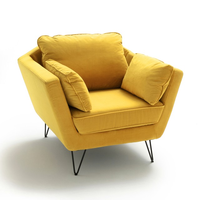 Fauteuil 'Topim' en velours jaune (L 101 x H 86 x P 87 cm), La Redoute Intérieurs, 578,40€