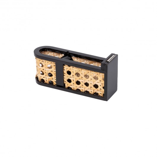 Dévidoir à scotch 'KANNE' en cannage et contreplaqué (h 4.6 x 6 x 3.5 cm), DOIY, 24,90€