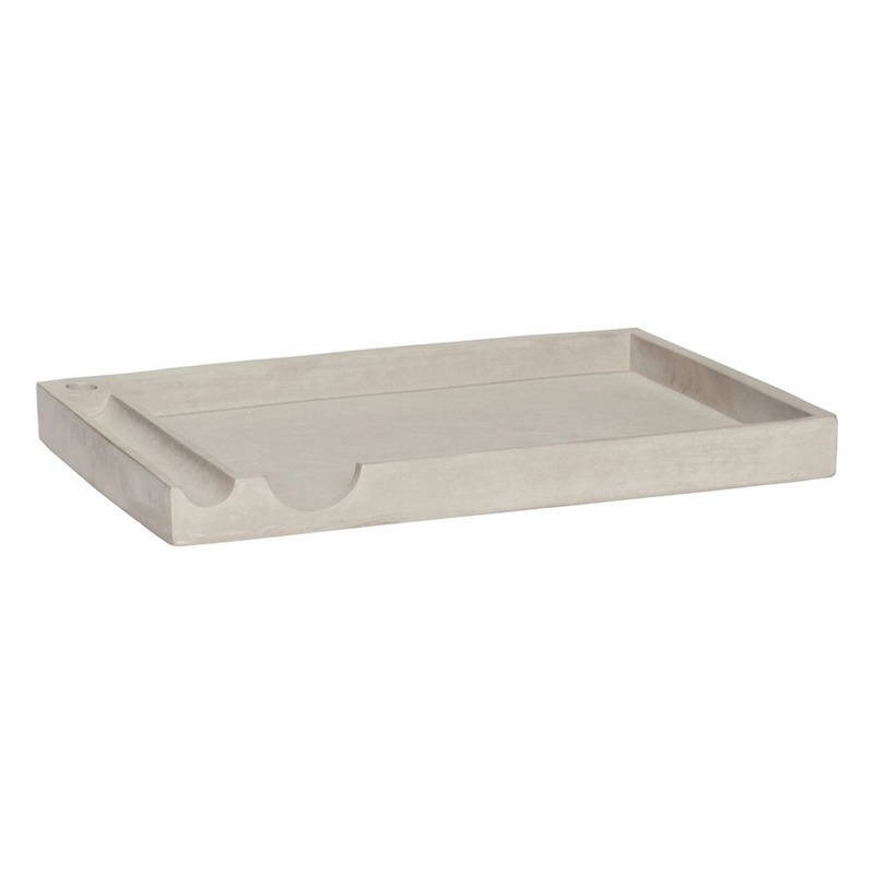 Plateau organiseur de bureau en béton naturel (35 x 24 x 3 cm), Hübsch, 29€