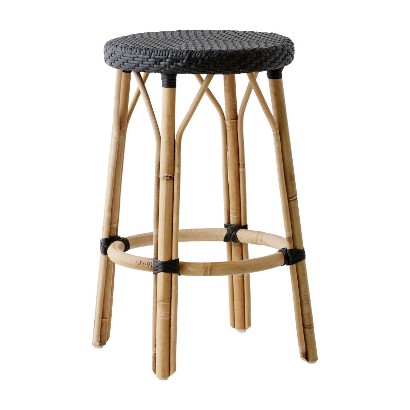 Tabouret de bar 'Simone' en rotin noir (H 78 x D 40 cm), Sika Design, 265€