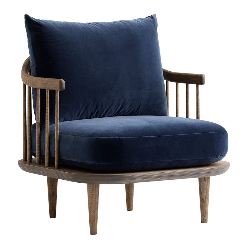 Fauteuil 'Fly SC10' en velours bleu et bois (H 70 x P 70 x l 73 cm), &tradition, 2016€