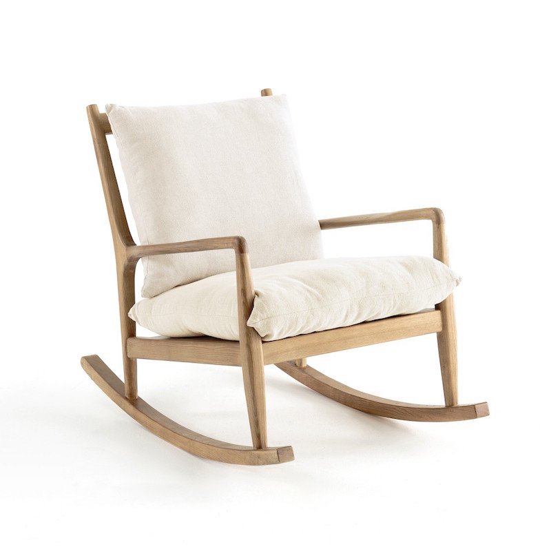 Rocking chair 'Dilma' en lin blanc (L 65 x H 82 x P 101 cm), AM.PM., 493,50€