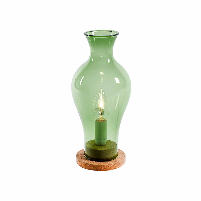 Lampe 'Elegant' en verre vert sur liège, design René Barba (D 13 x H 29 cm), Serax, 39€