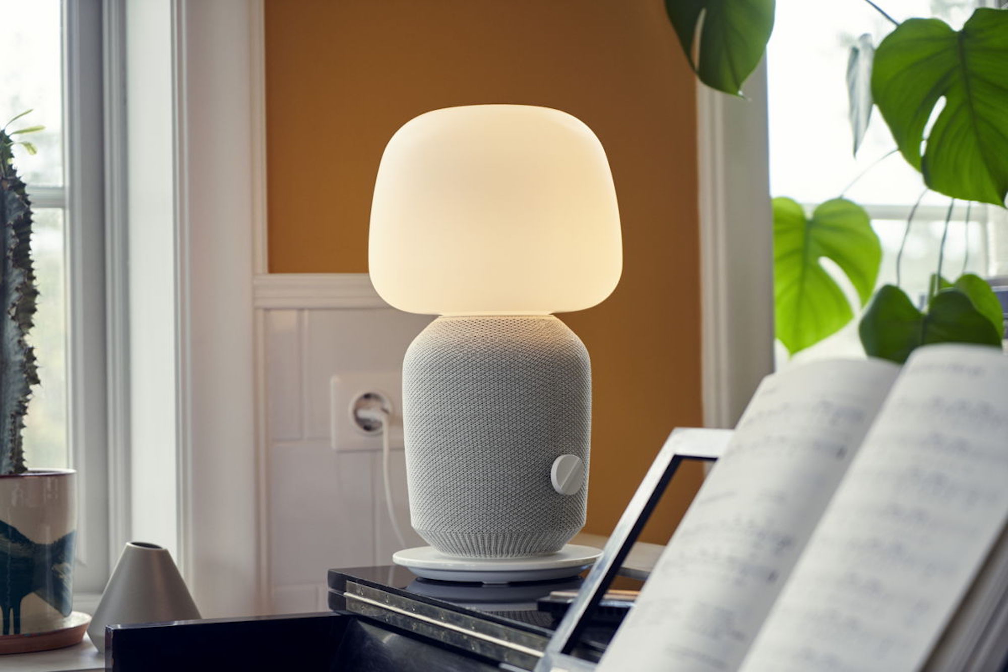 SYMFONISK Lampe enceinte WiFi,abat-jour verre, blanc - IKEA