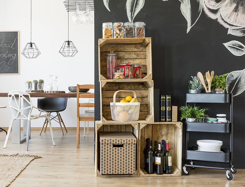 rangements cuisine caisses en bois 